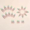 24 uñas postizas francesas cortas con forma de almendra, uñas
