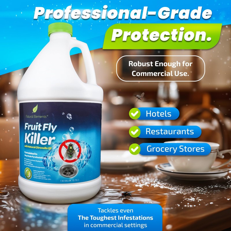 Natural Elements Fruit Fly Killer | Drain Flies, Gnats, Flying