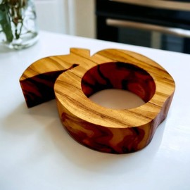 Olive Wood Napkin and Tissues Holder | Ideal for Decorating The Dinner Table | Practical Accessory in The Kitchen Table Dining Room Counter Tops | Indoor Outdoor Picnic Restaurants Cafe (Apple)