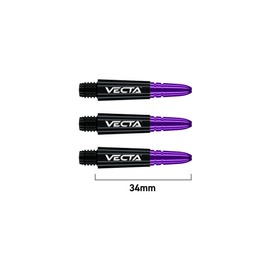 WINMAU Dart Shaft - Vecta Polycarbonate Dart Stems - 1 Set per pack (3 darts Shafts in total) - Professional Darts Accessories - Black and Purple Short Shafts