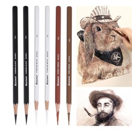 Set of 6 Colourful Charcoal Pencils for Drawing, 4 Colours, Charcoal Drawing Pencils Set for Sketching, Shading, Mixing, Portrait, Professional Sketching Pencils for Beginners and Artists