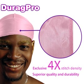 DuragPro 4 Pack Silk Durag for Men, Enhenced Duribility and Compression, Silky Satin Do Rag (Pink)