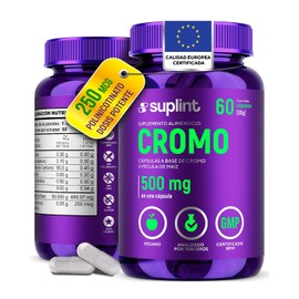 Polinicotinato Cromo 250 Mcg Suplemento Vegano Mineral Esencial Metabolismo Energía Ogm Cápsulas