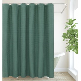 PurpleEssenecs Shower Curtain - Waffle Textured Heavy Duty Thick Fabric for Bathroom, Luxury Weighted Cloth Bath Curtain - Spring Easter Summer - 72" W x 72" L - Pack of 1 - Sage Green