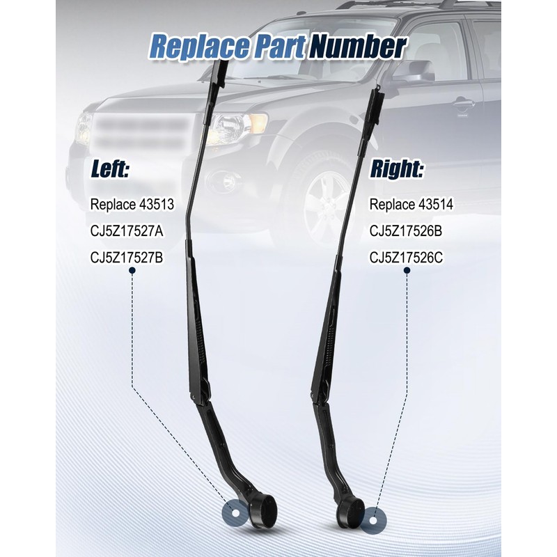 Replace 43513 43514 Front Windshield Wiper Arms Compatible with Ford
