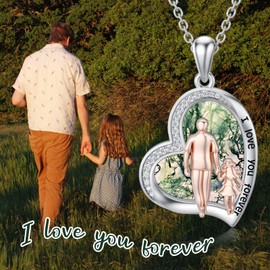 PROESS Moss Agate Necklace for Daughter - I Love You Forever Father Daughter Pendant Jewelry Gift
