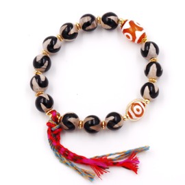 Fukugems Feng Shui Bracelets, Good Luck Beads Bracelets, Tibetan Agate Prayer Bracelets for Women, Men, Thoughtful Gifts for Mum, Girlfriends, Sisters, Stone