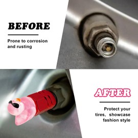 Rislobx 4Pcs Duck Tire Valve Caps, Funny Sunglasses Duck Valve Stem Caps Covers for Wheels, Decorative Cute Tire Valve Caps for Car Accessories (Hexagon Duck Red)