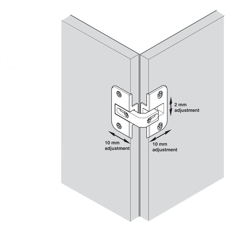 Heavy Duty Adjustable Concealed Pie-Cut Corner Cabinet Door Hinge, Full