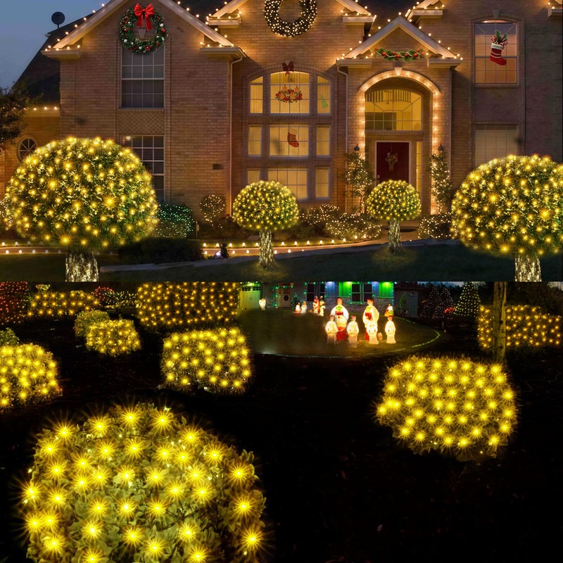 WBao Solar Christmas Net Lights 200LED F8 Big Bulbs, 8.4ft