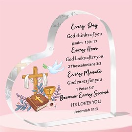 JETTOP Christening Gifts for Women Girls Easter Gifts Inspirational Spiritual Baptism Gift with Bible Verse and Prayer Catholic Gift Religious Gift Acrylic Every Day