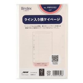 Noritsu PRF0102 Binding Index Personal Organizer Refill, Mini 6, Horizontal Keypage with Lines