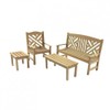 Dolls House Barewood Garden Set, 4 Pieces, 1:12 Scale, Bench,