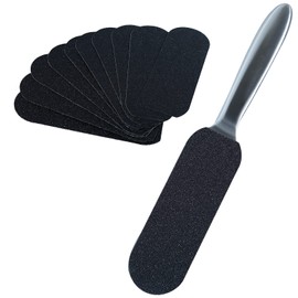 Professional Pedicure Foot File - Reusable Stainless Steel Callus Remover Feet Rasp for Callus, Dry, and Dead Skin Effective for Cracked Heel, Ergonomic Design for Easy Grip with Ten Free Refill Grits Double-Sided Replacement Pads(Silver)