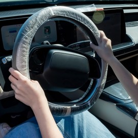 Tinlade 400 Pcs Disposable Car Seat Covers Steering Wheel Covers Gear Selector Covers and Handbrake Cover Set Clear Plastic Seat Covers for Auto Truck Bus