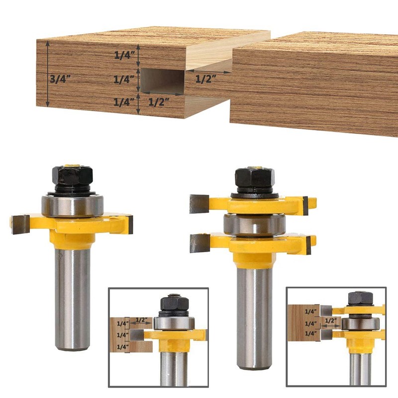 Mesee 1/2 Inch Shank Matched Tongue Groove Router Bits Set,