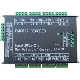 High Power 24 Channel RGB 3A/CH DMX512 Controller LED Decoder Dimmer 500Hz Flicker Free Smoother Dimming DMX Signal Indicator Flashes Function DC 5V-24V
