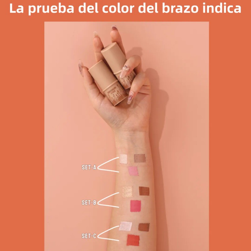 3 Piezas Iluminador Y Rubor Contorno Maquillaje Barra