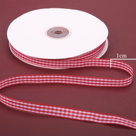 Euvoym 50 Yards Red Gingham Ribbon Buffalo Plaid Craft Ribbon Classic Plaid Ribbon for Halloween Christmas DIY Gift Wrapping (Red)