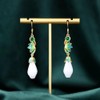 Lotus Flower Jade Earrings for Women Long Jade tassel Dangle
