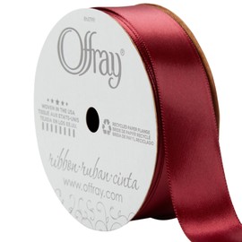 Offray Single Face Satin Craft and Decorative Ribbon, 7/8" Wide, 21-Foot Spool, Sherry Red (151042)