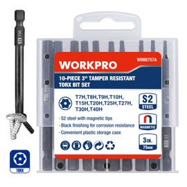 WORKPRO 10pcs Security Torx Bit Set, CNC Machined S2 Steel Star Bit Set NEW