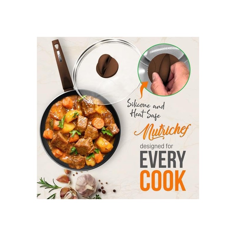 NutriChef 12-Piece Hard Anodized Nonstick Cookware Set - Induction Ready