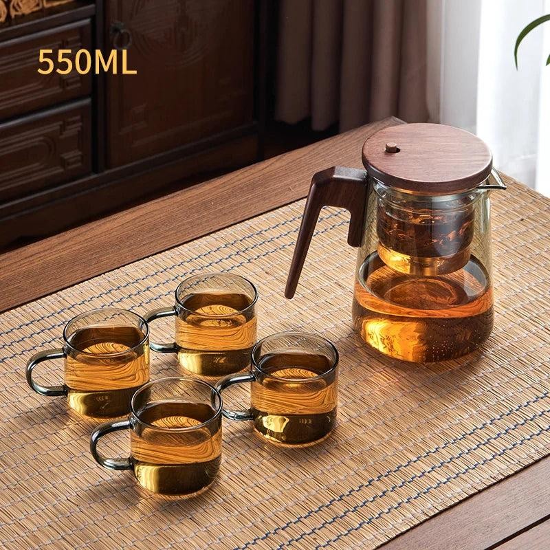 Glass Teapot With Wood Handle - Color: 750ML With 2