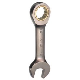 sourcing map Stubby Ratcheting Wrench 18mm Metric Box and Open End Cr-Mo Steel 12-Point 72-Teeth Geared Combination Wrench Spanner for Home Auto Repair Machine Maintenance