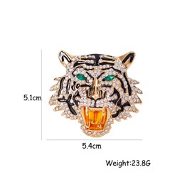Rhinestone Tiger Head Brooch Pins for Men Women Suit Pin,Retro Elegant Gold Silver Crystal Animal Lapel Pin,Charm Tiger Coat Collar Brooch Fashion Jewelry Accessories (B-Gold Rhinestone Tiger Head)