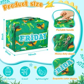 Paterr 7 Pcs Packing Cubes for Travel Kids Days of Week Compression Packing Cubes Colorful Luggage Organizers Suitcase Camp(Dinosaur)