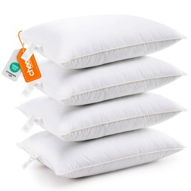 Cheer Collection Standard Size Pillow Inserts - Comfortable Hollow Fiber Down Alternative Pillow for Bed - Machine Washable, 20"x28" (Set of 4)