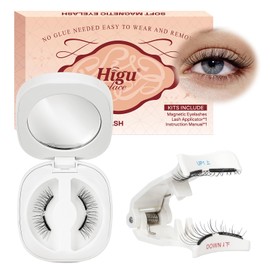 Magnetic-Eyelashes Kit with Applicator, Higu clace Eyelashes-Magnetic No Glue Needed, Reusable Magnetic Lashes Without Eyeliner, Wispy Magnetic Eye Lashes Kit Easy to Use (SOFT E)