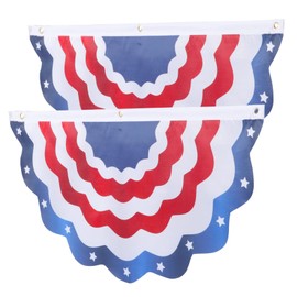 ABOOFAN 2pcs American Fan Flag Bunting Banner for Independence Day Patriotic Decorations for Garden and Outdoor Use Flag