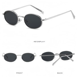 WDZAYXC Retro Oval Sunglasses for Men and Women, Silver/black