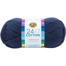 Lion Brand Yarn 761-110 24-7 Cotton Yarn, Navy