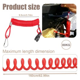 YAPKOLV Engine Stop Switch Rope, Emergency Stop Switch Quickstop for Outboard Moto, Outboard Motor Flame Puncture, Safety Stop Switch, Safety Rope, Compatible with All Series Motoboot