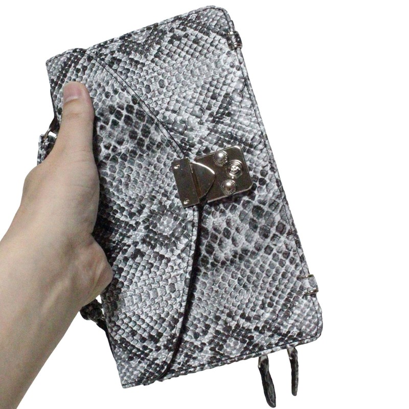 Belkut 1181315-F-d04 Python Black Long Wallet, Men's Wallet, Bag, Integrated