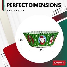 Green Direct Christmas Cupcake Liners, Pack of 500 – Standard Size Holiday Baking Cups, Paper Muffin Liners for Christmas Parties, Holiday Cupcakes & Treats, Cupcake Wrappers, Candy Liners