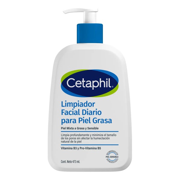 CETAPHIL Limpiador Facial Diario Para Piel Grasa 473ml Limpia y