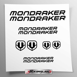 Stickersland® Sticker Set Compatible with Frame MTB Mountain Bike and Helmet | Sticker Stickers with Logos | Stickersland® - Mondrak (Glossy Black)