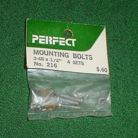 PERFECT MOUNTING BOLTS MODEL AIRPLANE, 3-48 X 1/2", 4 SETS, #216, NEW IN PACKAGE