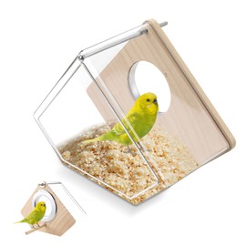 Parakeet Nesting Box for Cage, High-Transparent Parakeet Nest, Bird House Cage Accessories with Wood Perch, Breeding Box Acrylic Bird Nest for Parrots, Cockatiels, Lovebirds, Canaries