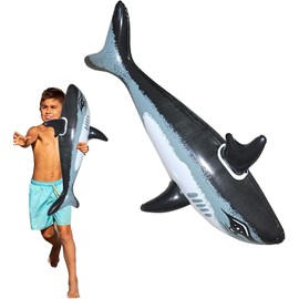 Holder Inflatable Shark 86 cm Inflatable Blow Up Novelty Shark Large Swimming Pool Black Toys Children Shark, Shark Inflatable Pool Float, Inflatable Shark Pool Floats, Black (DFB)
