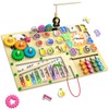 9-in-1 Montessori Busy Board Wooden Magnetic Maze Toy for 3+