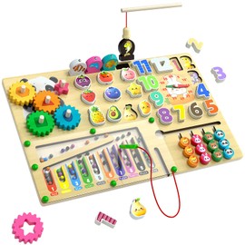 9-in-1 Montessori Busy Board Wooden Magnetic Maze Toy for 3+ Year Old Gift