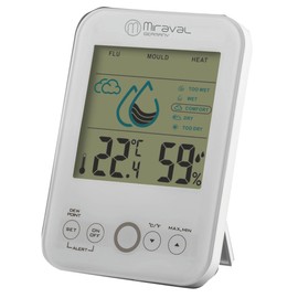 Miraval Room Climate Station: with Mould Detector, 5 Levels Ventilation Recommendation, Temperature and Humidity Display, Dew Point and Heat Indicator