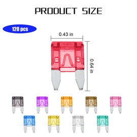Mandark 120PCS Car Fuses Assortment Kit, Mixed Vehicle Blade Fuses - Standard & Mini & Low Profile Mini Fuse (2A 5A 7.5A 10A 15A 20A 25A 30A 35A) (120PCS)