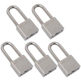 Unity Marine Padlock Keyed Alike 100% Stainless Steel Weatherproof for Sea, Boat, Port, Gate, Anti-Pick (5, 40mm Long Shackle)