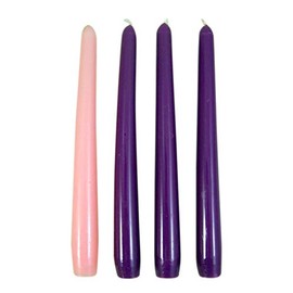 Wowser 3 Purple and 1 Pink Set of 4 Advent Taper Candles, 7 1/2 Inch